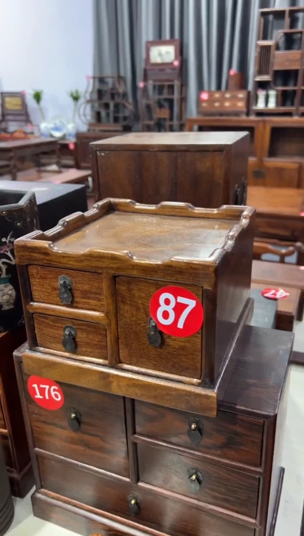 木木 花梨木三抽屉都成盒储物盒