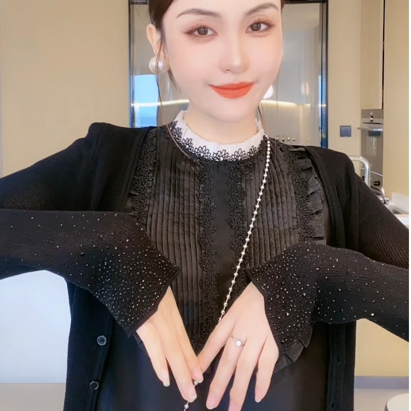 M9A84024-针织开衫气质名媛女款春夏季旗袍吊带连衣裙外披配裙子