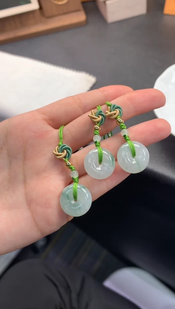 未镶嵌挂件翡翠FC541 翡翠飘花平安扣手机挂 多样性发其一