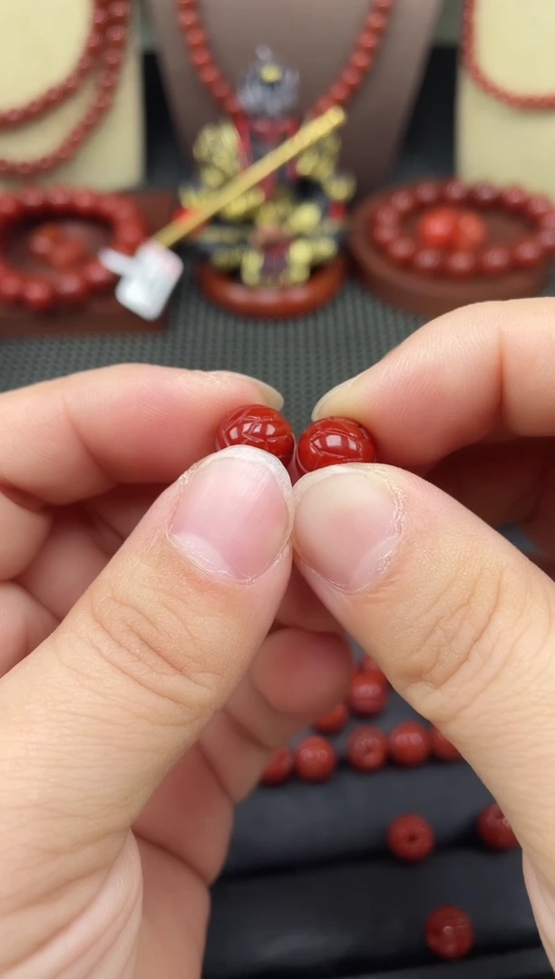 未镶嵌南红玛瑙珠宝半成品富甲珠牛血红10mm