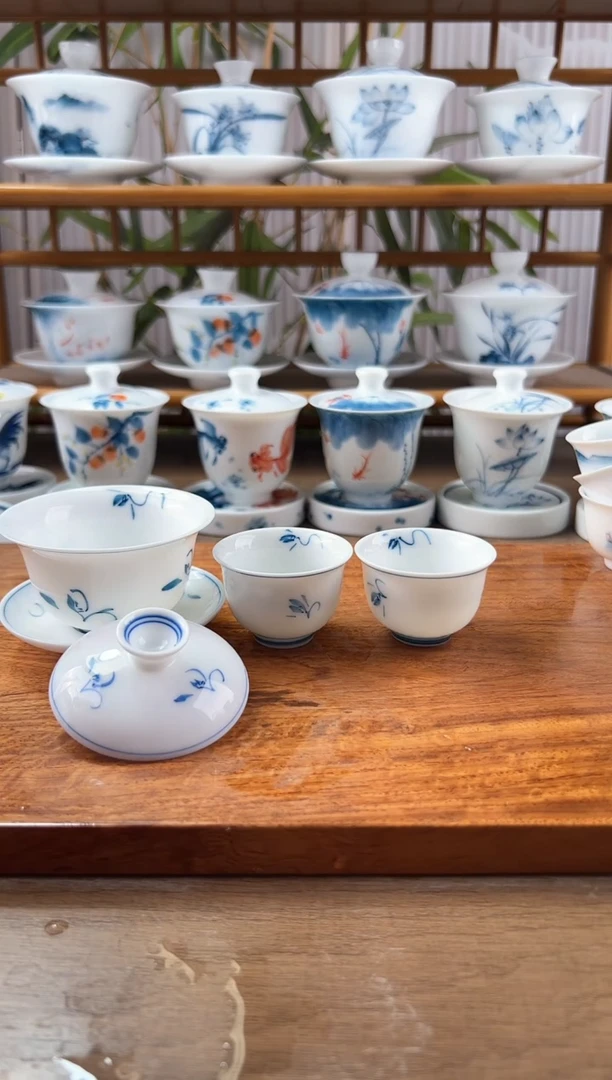 微瑕玉兰80ml三才盖碗+美人杯2个