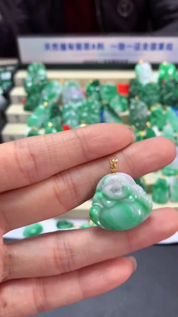 【闪购商品】翡翠吊坠(不含链)18K金镶嵌挂件