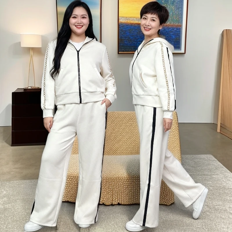 中老年休闲风运动风慵懒风时尚套装运动服冬季秋季妈妈装婆婆装