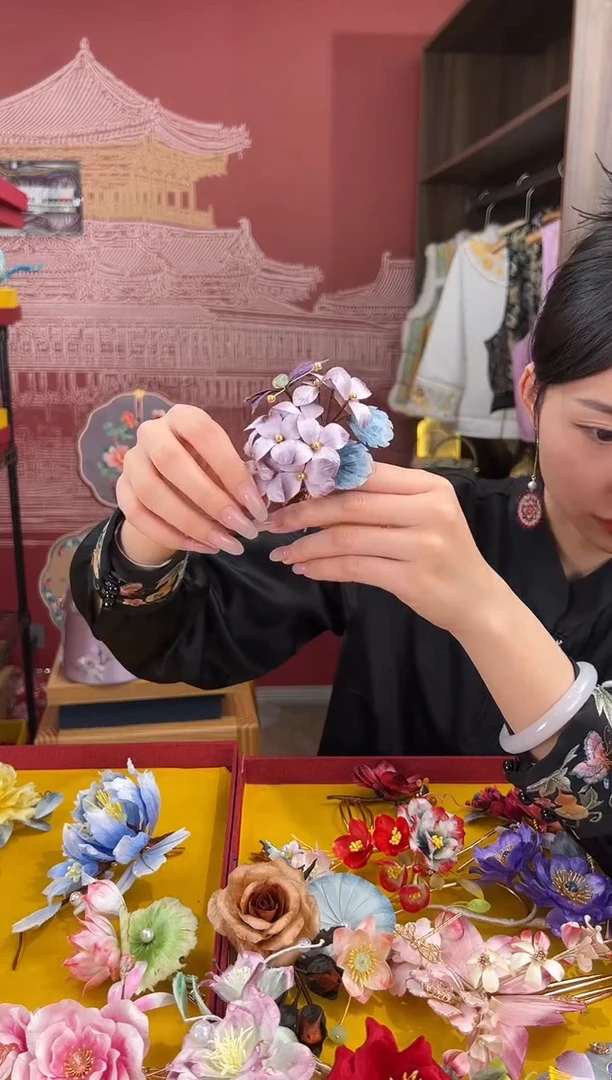 【闪购商品】刺绣非遗绒花（发饰）