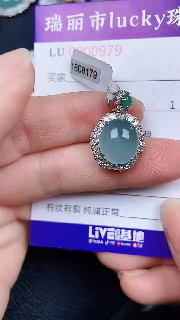 颈饰银S925镶嵌翡翠0979