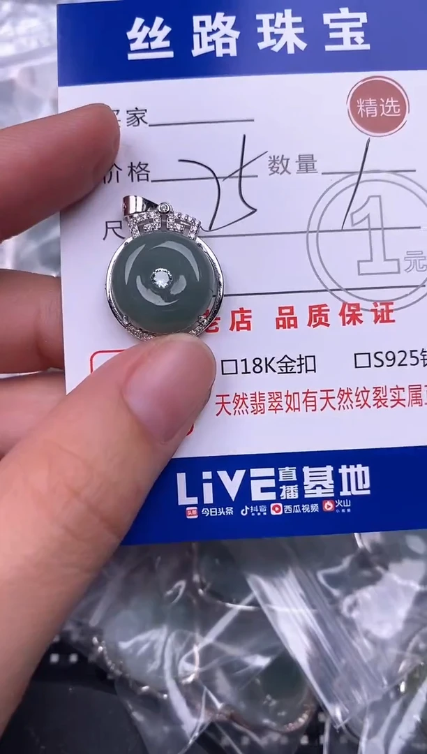 翡翠银S925镶嵌颈饰挂件