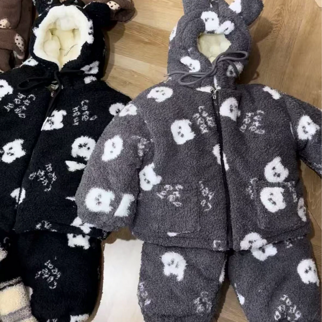 依瑄妈可外穿加绒加厚儿童家居服睡衣套装05295