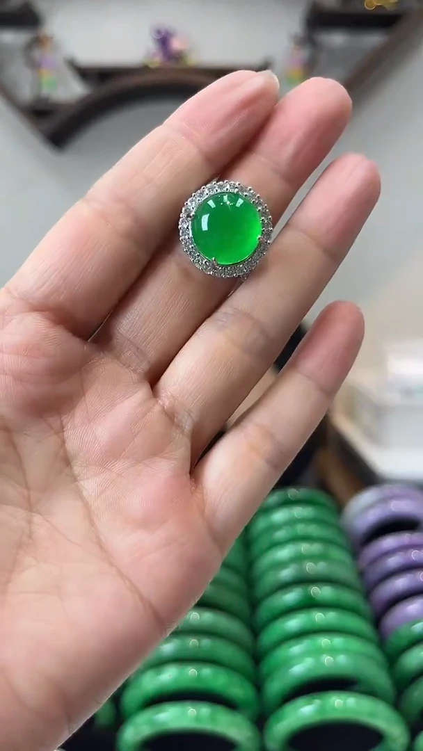 【闪购商品】翡翠戒指未镶嵌闪23 正阳绿戒指