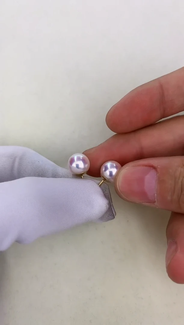 18K金镶嵌DA海水珍珠 GD124 9-9.5 耳钉