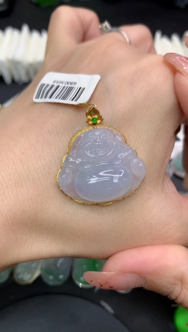 吊坠(不含链)18K金镶嵌翡翠11