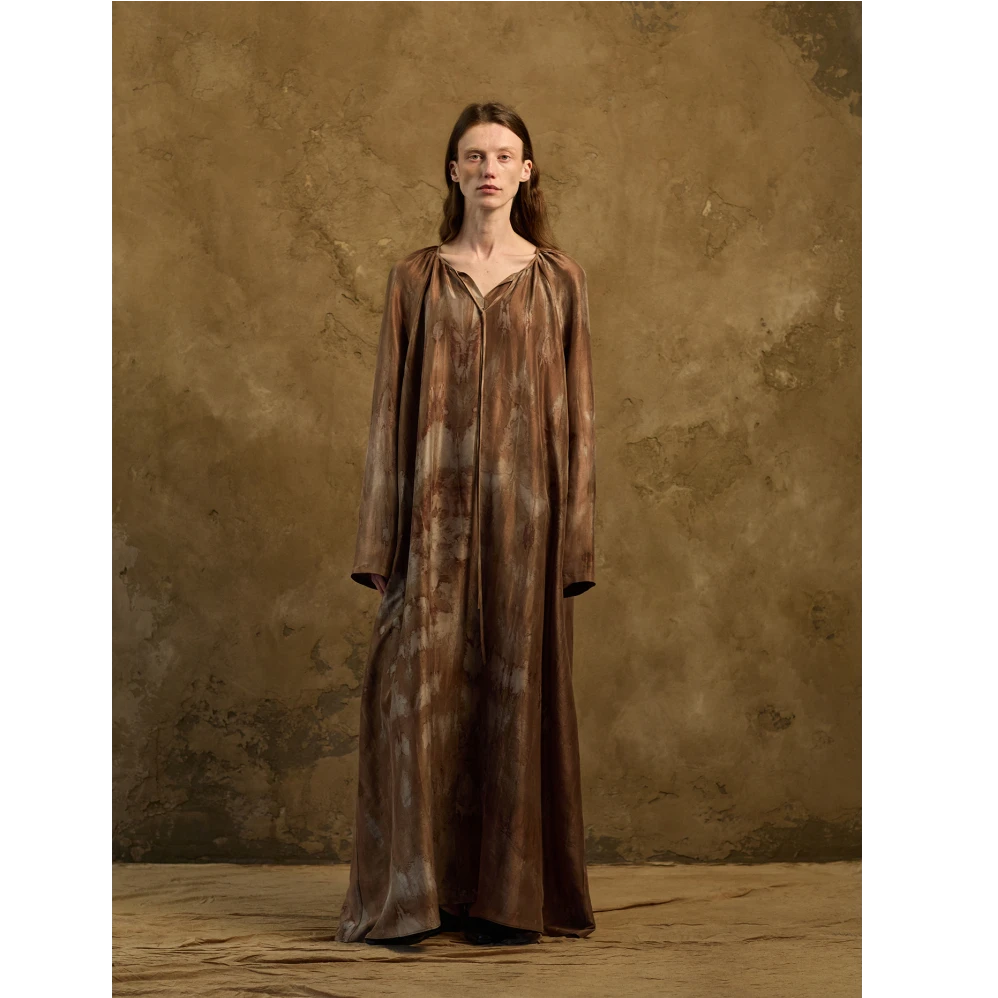 MIURA DESIGN 设计师品牌CLV概念店双宫真丝系带宽松长袍连衣裙