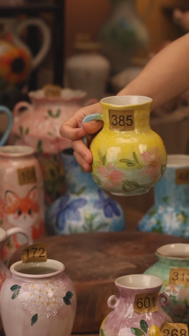 陶瓷385景德镇设计师手作花器摆件侘寂风