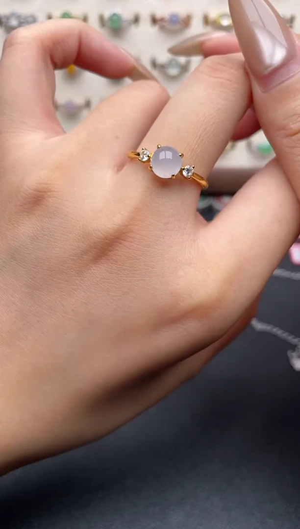 银S925镶嵌戒指翡翠一物一证一礼盒