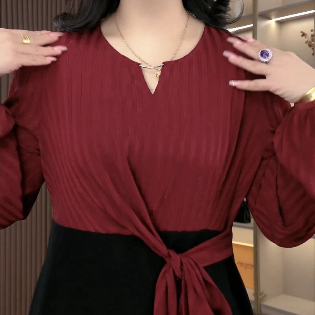 丹思慕大码女装冬季新款显瘦收腰系带设计今年流行的上衣