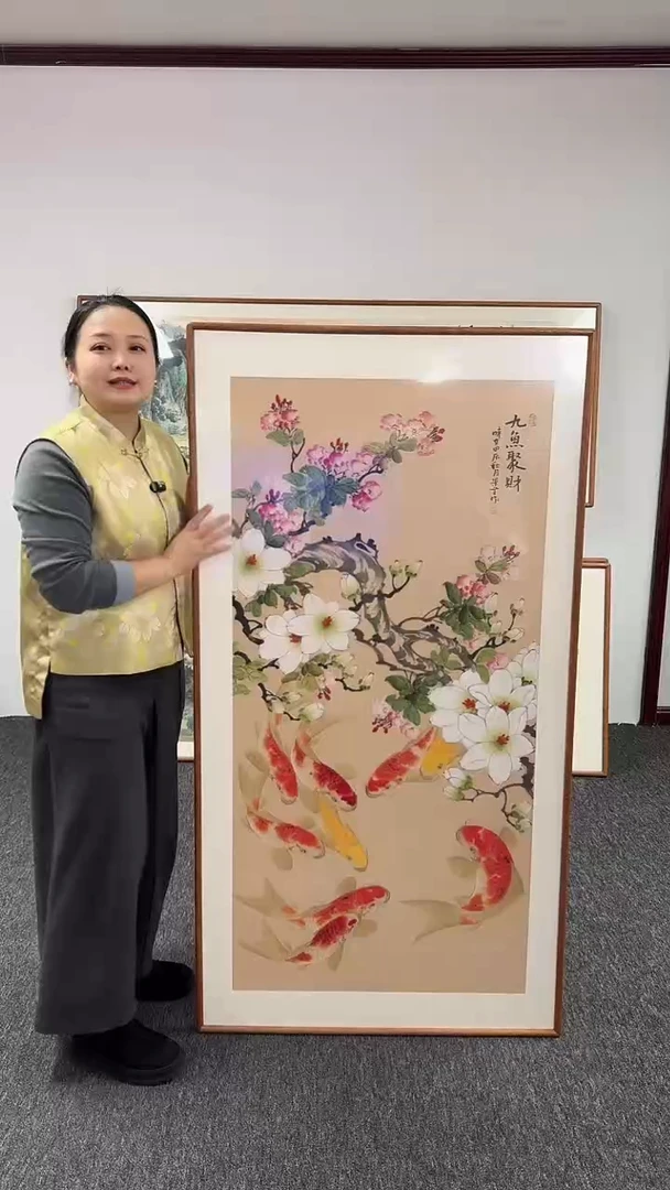 【闪购商品】国画九鱼图155*78绘画作品