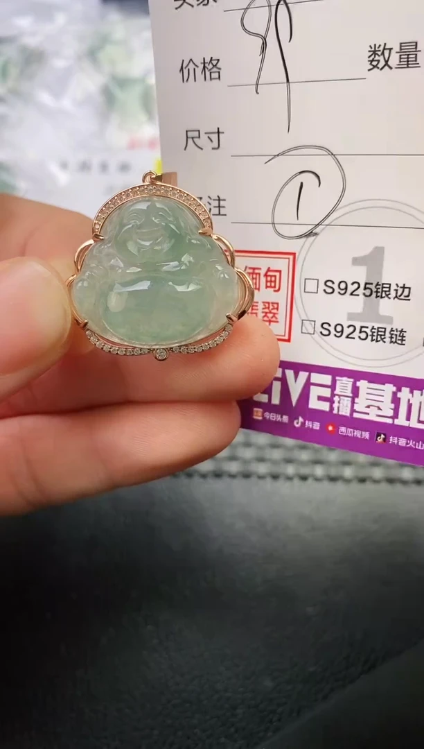 颈饰银S925镶嵌翡翠杨**房挂件