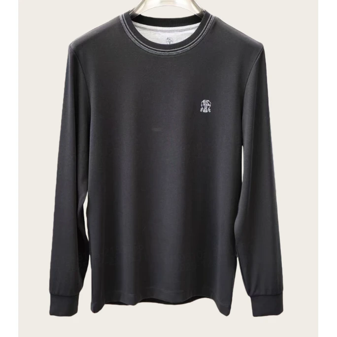 【十三姨推荐】男士双色小标圆领长袖