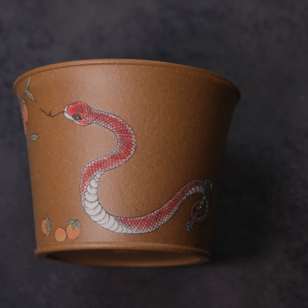 静心 【动物世界】马蹄杯 段泥 130cc 巳巳如意 主人杯  蛇生肖杯