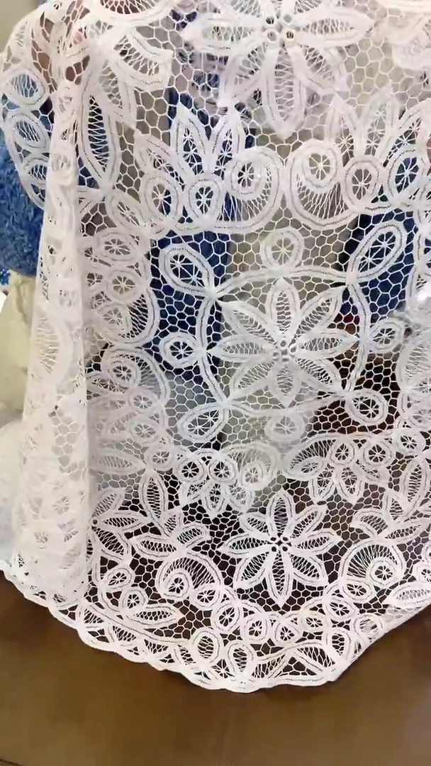 亚麻Z621棉质90cm圆手工满工百代丽花边圆桌布