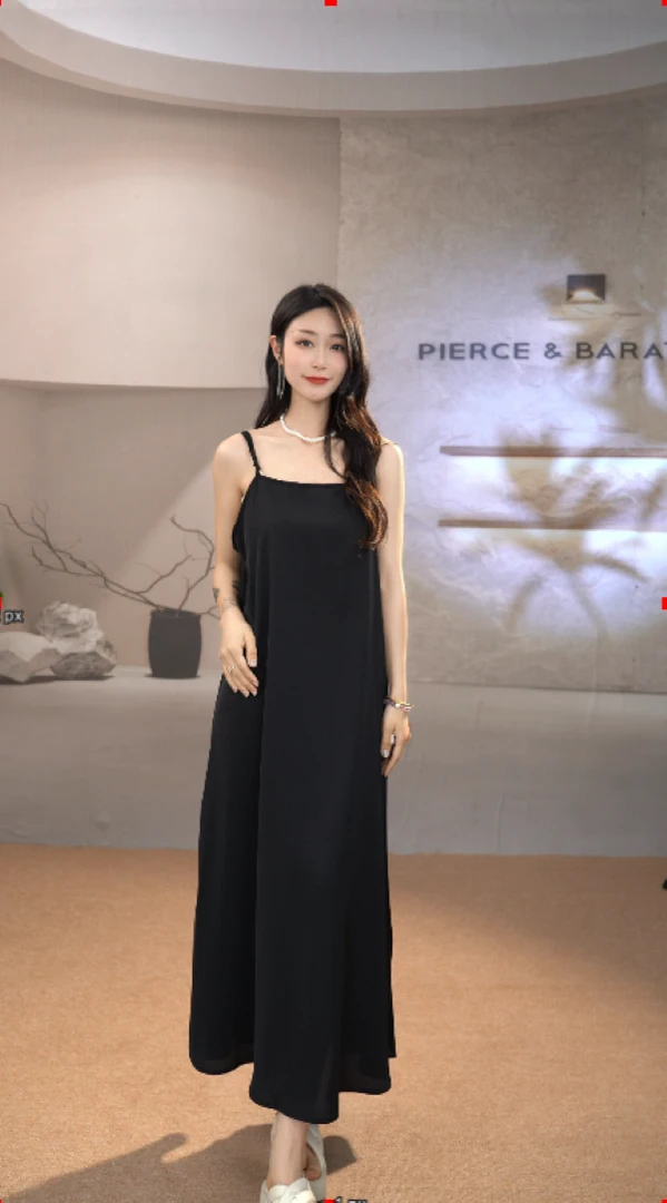A-0037高级感珠光醋酸缎面吊带裙女夏季配西装长裙气质显瘦垂感法