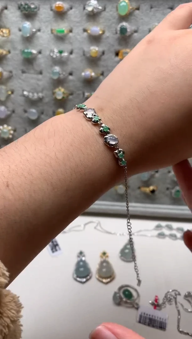 银S925镶嵌戒指翡翠手链7