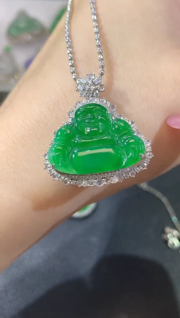 翡翠18K金镶嵌吊坠(不含链)D31