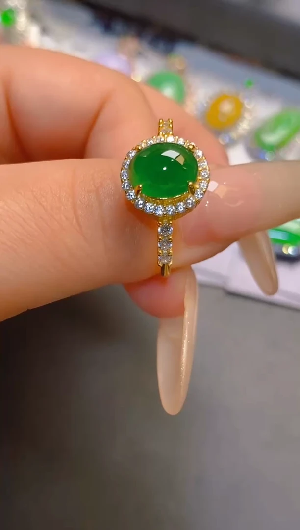 翡翠银S925镶嵌耳饰天然