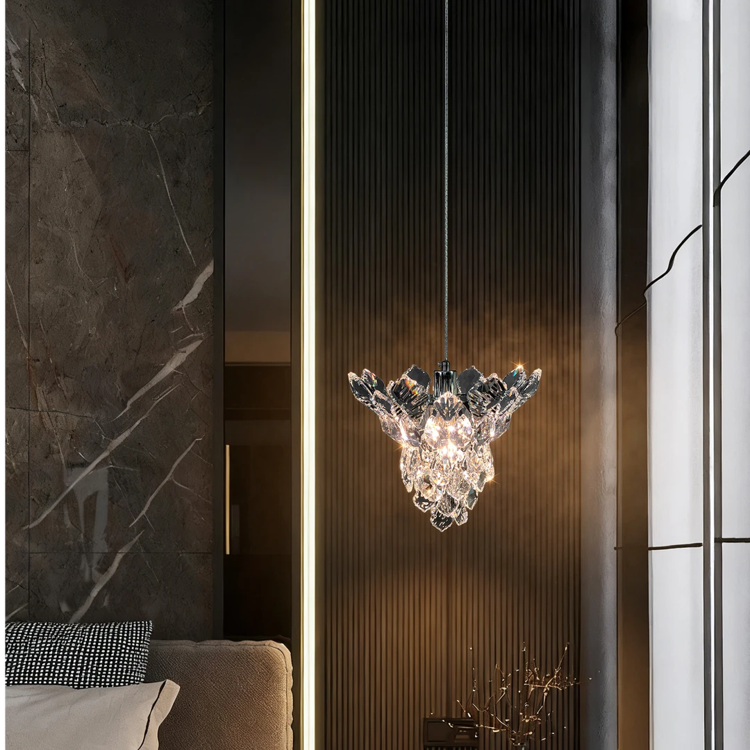 漫诗纱卧室床头吊灯意式轻奢2025年新款餐厅吊线灯衣帽间水晶吊灯