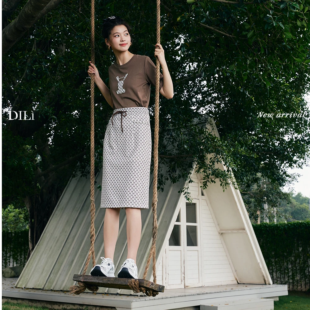 【白姐专属】DILI 春装新品2025女装 直筒半裙 324214432