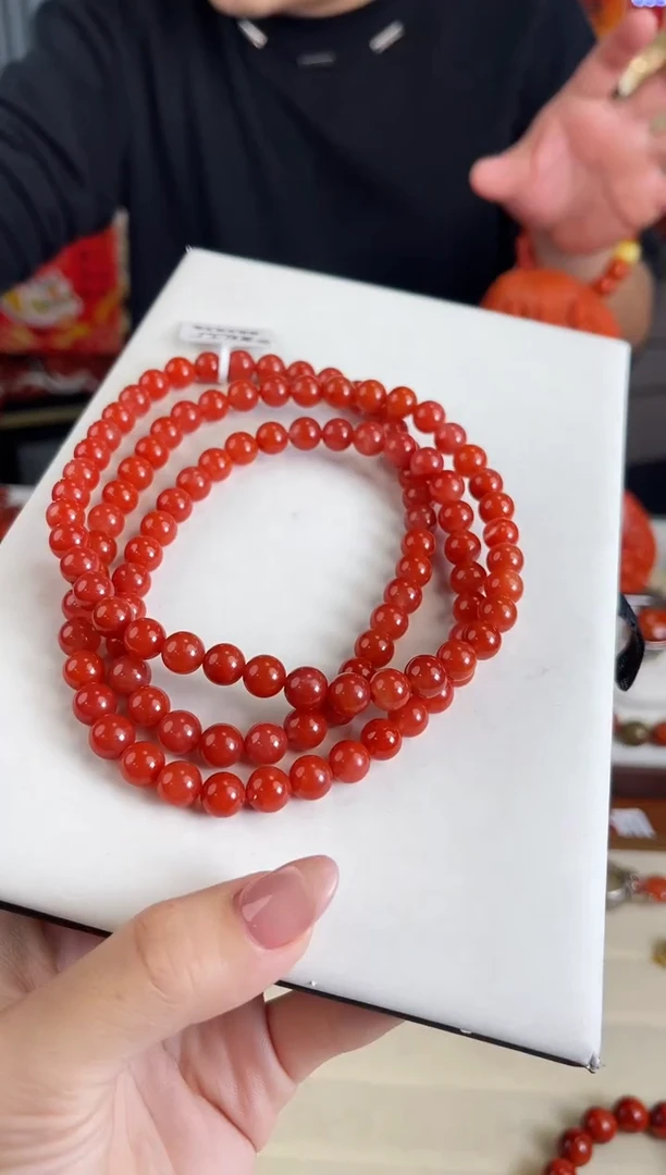 未镶嵌保山锦红多圈8mm南红玛瑙（多样式发其一）