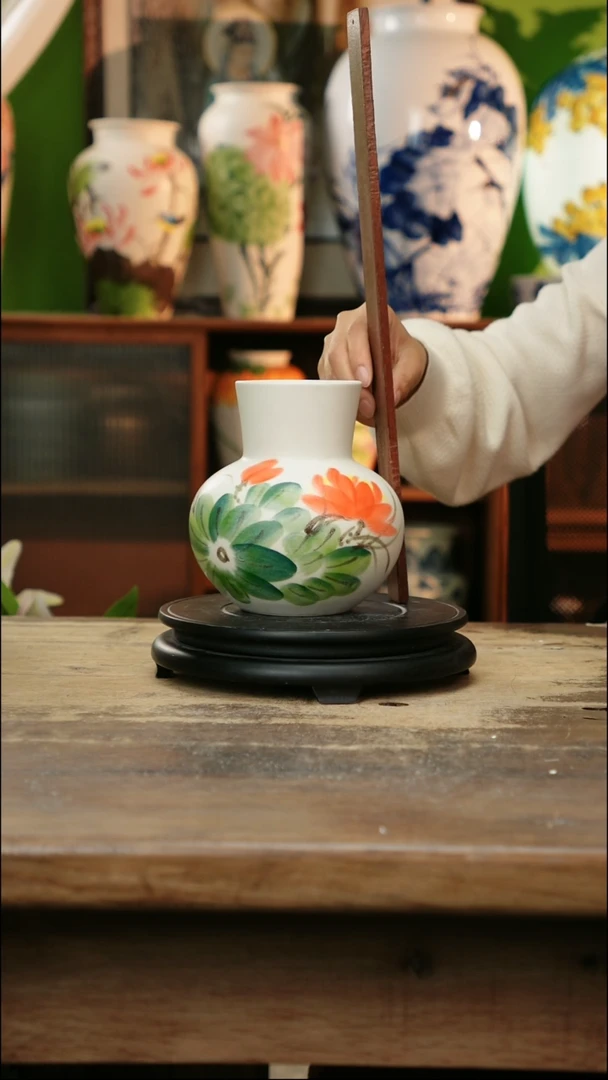 瓷片 景德镇纯手工釉下彩精品花瓶