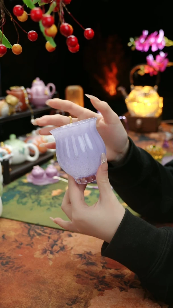 【闪购商品】紫色水晶琉璃水仙杯110cc@@@@@