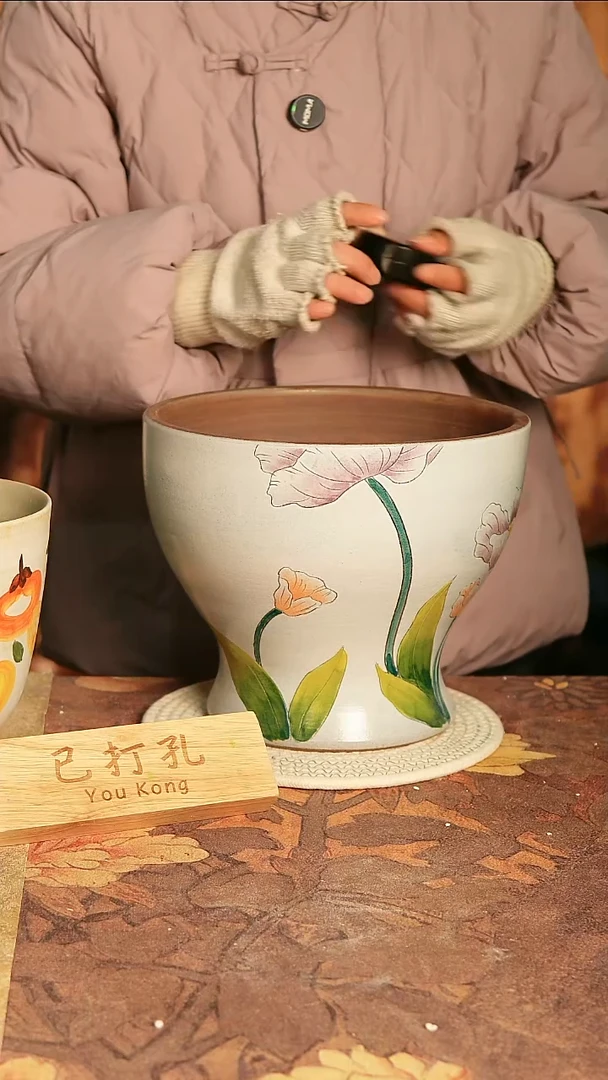 陶瓷23-185高22口13误差2已打孔瑕疵孤品