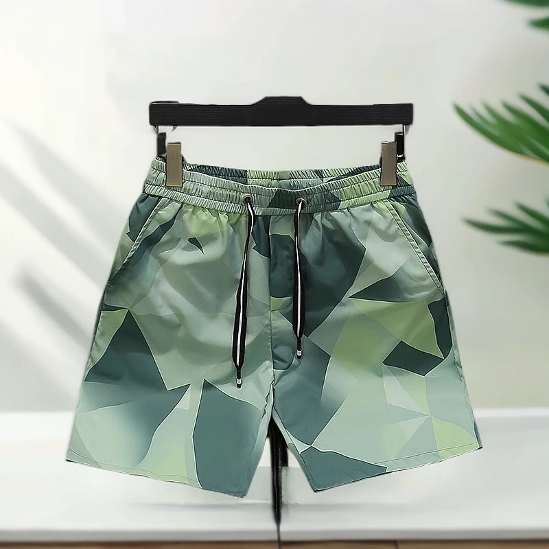 休闲薄款短裤男夏季新款设计感提花时尚百搭五分裤速干冰丝沙滩裤