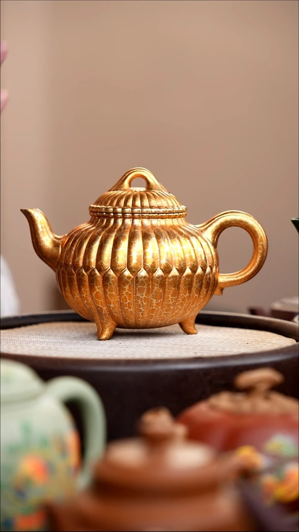 茶壶紫砂金贝烧合汀