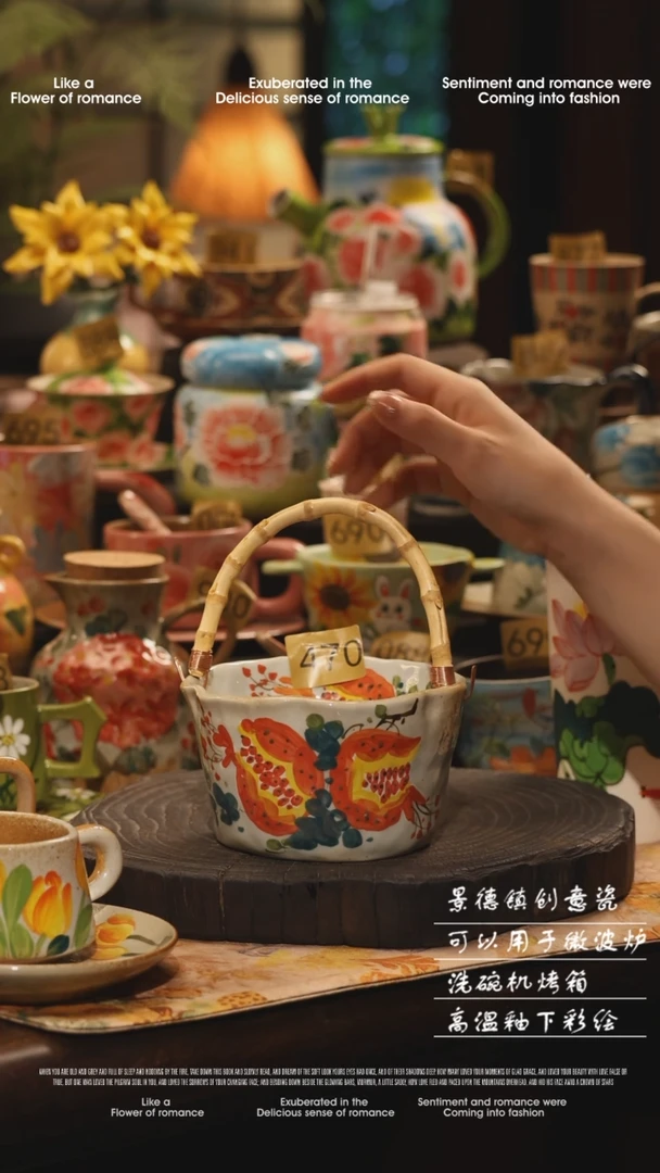 陶瓷470景德镇高温釉下彩绘设计师款式