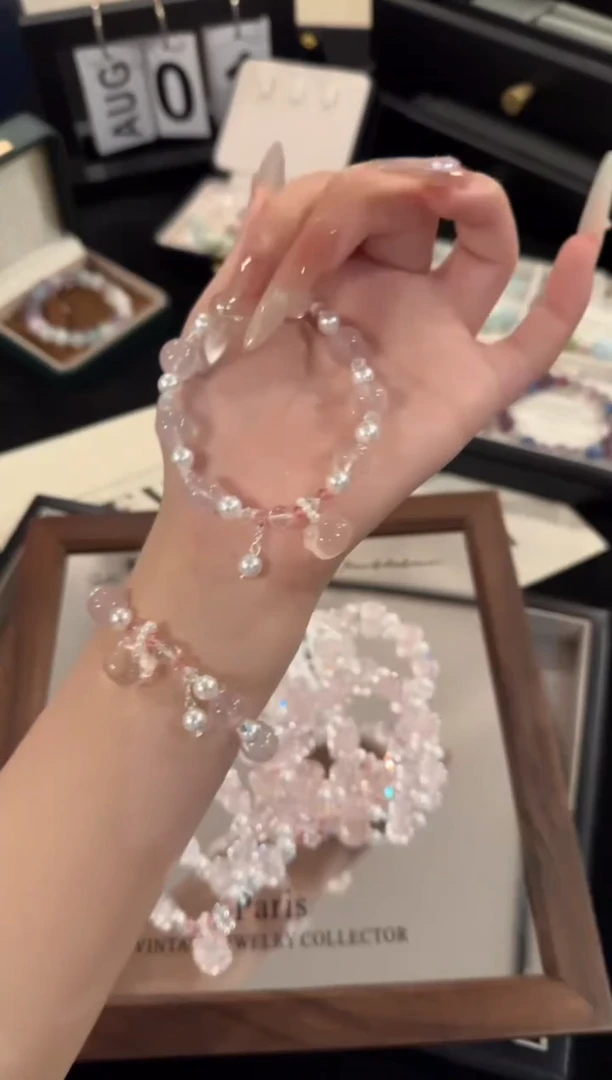 水晶手链合金kitty粉水晶x2106