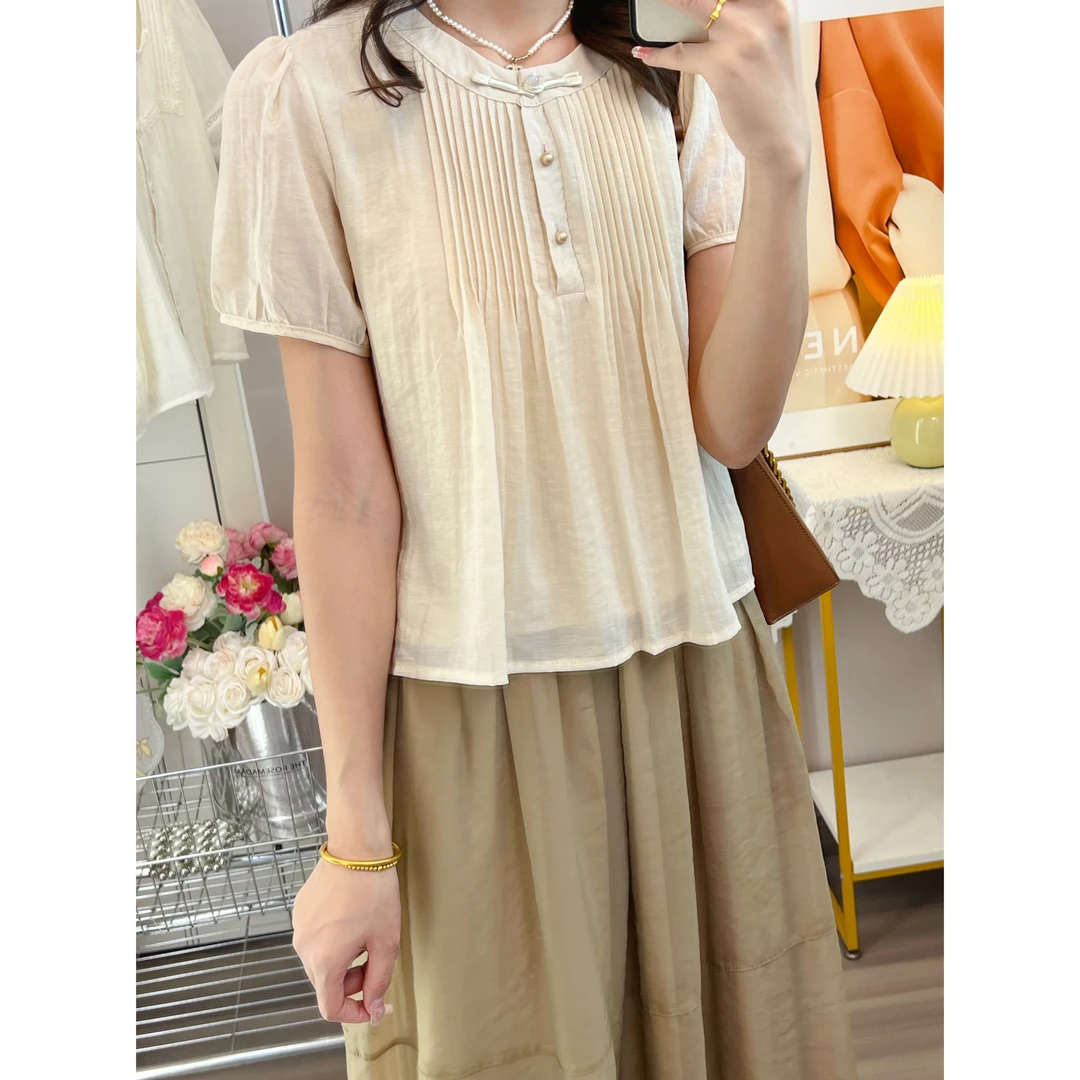 新中式国风衬衫夏季设计感小众高级感衬衣休闲宽松短袖上衣