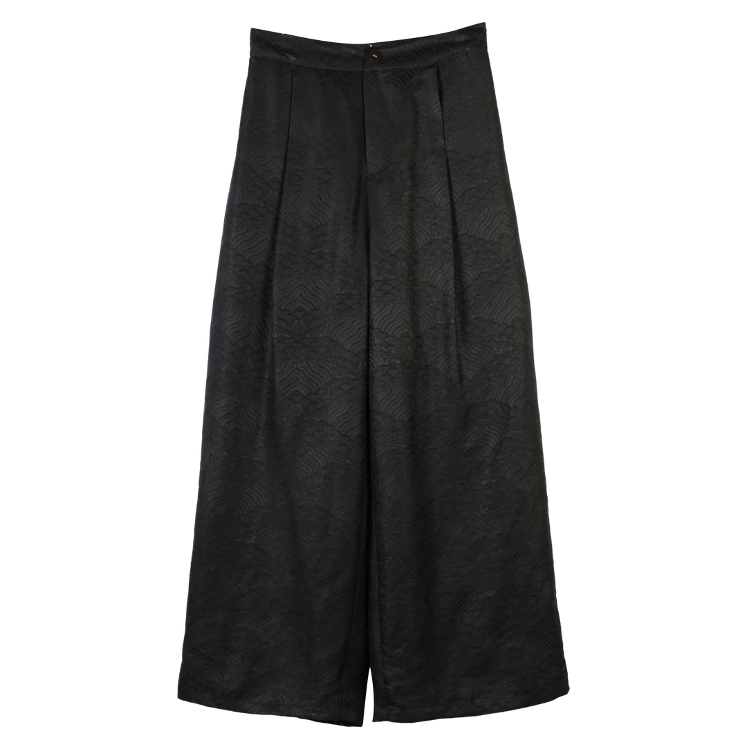 萱 新中式国风 休闲阔腿裤380524 棉 96 江涯海水