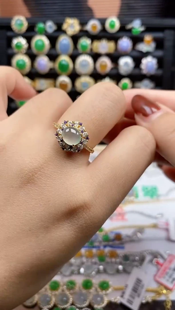 银S925镶嵌戒指翡翠7750