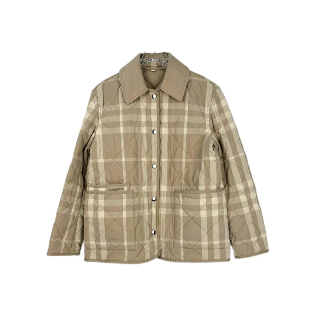 未使用 BURBERRY/博柏利 汤/P245621637/ 格子 刺绣logo 棉服 S
