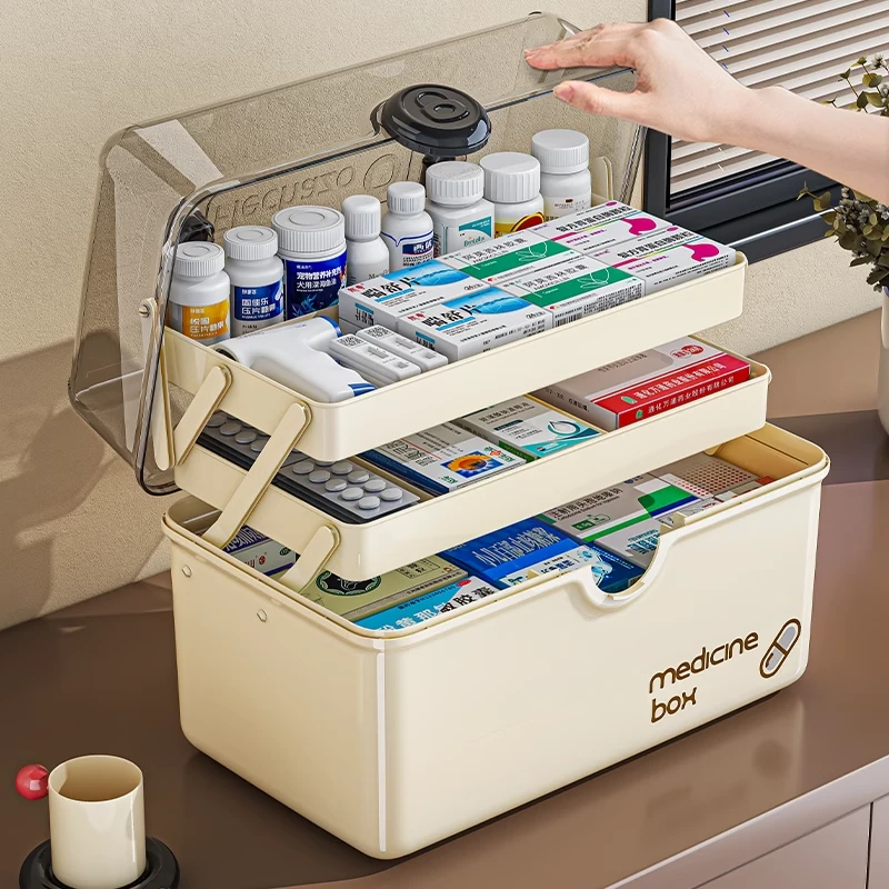 多层药箱家庭装家用医药箱大容量药物收纳盒大号透明医疗急救药盒