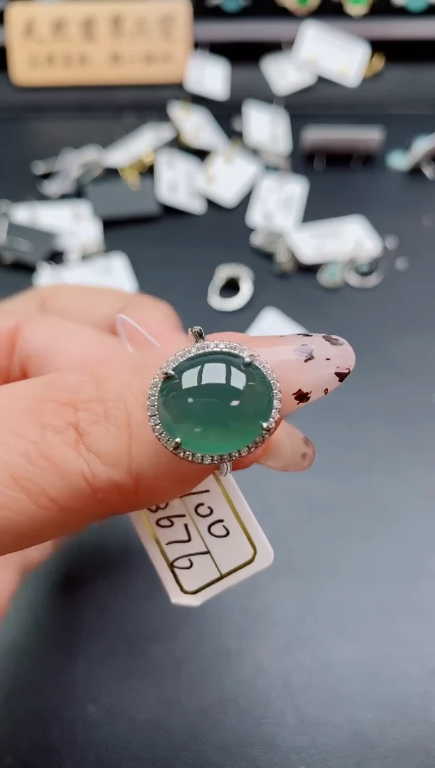 银S925镶嵌戒指翡翠1