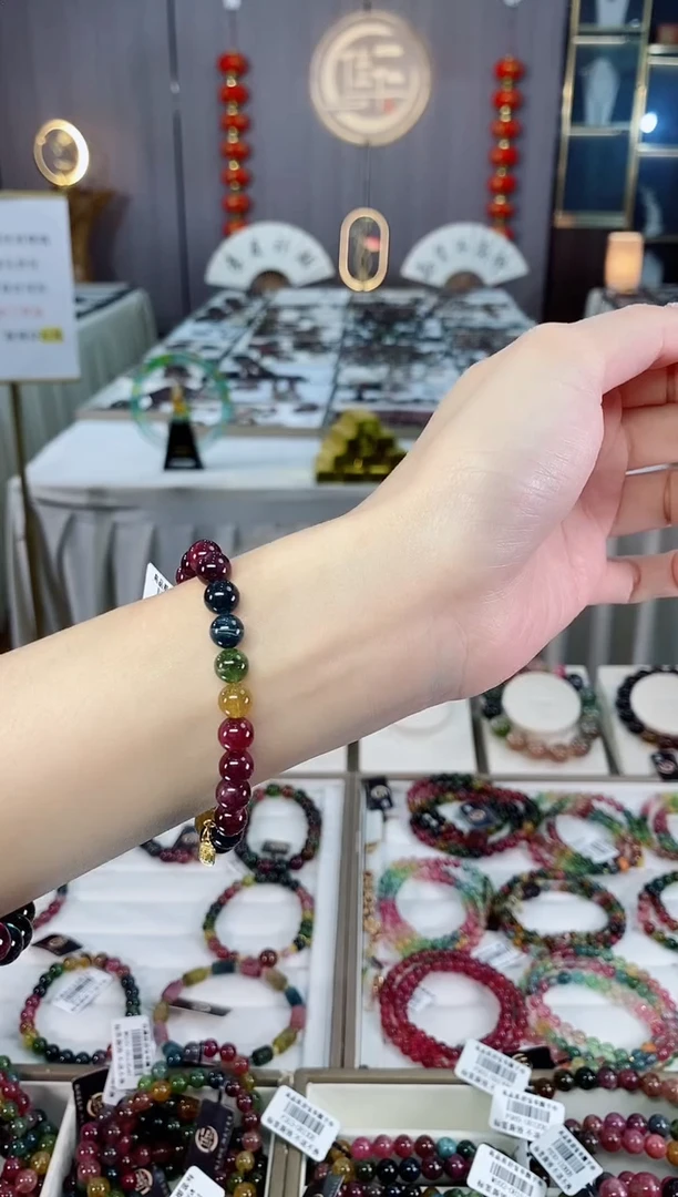 未镶嵌老矿碧玺单圈手串7mm+碧玺dan多样性发货一条