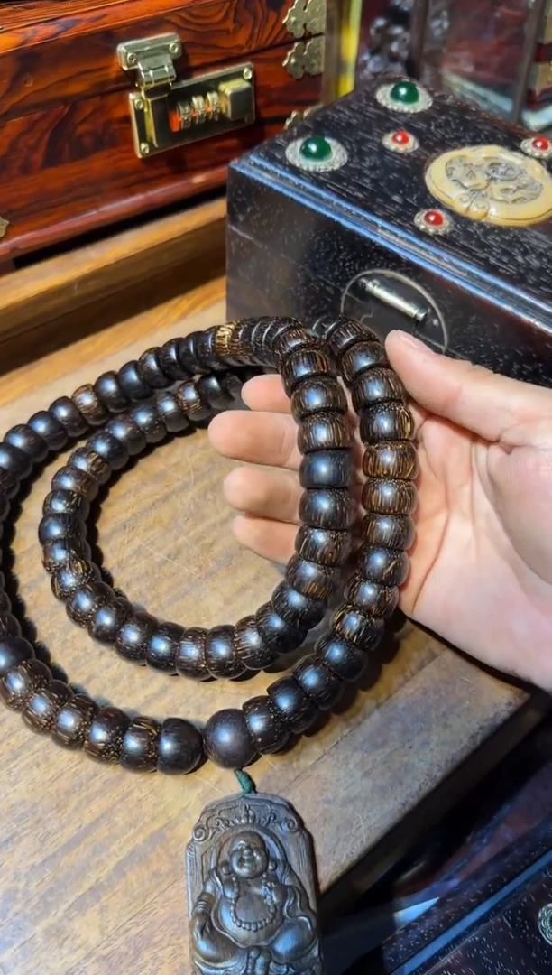 木cx大肚佛碗珠脖挂 带盒子