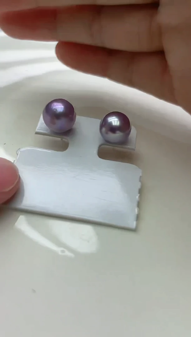 未镶嵌耳饰淡水珍珠紫色系耳饰