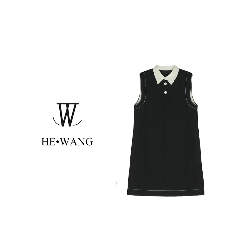HW 轻奢气质无袖夏季吊带裙休闲黑色