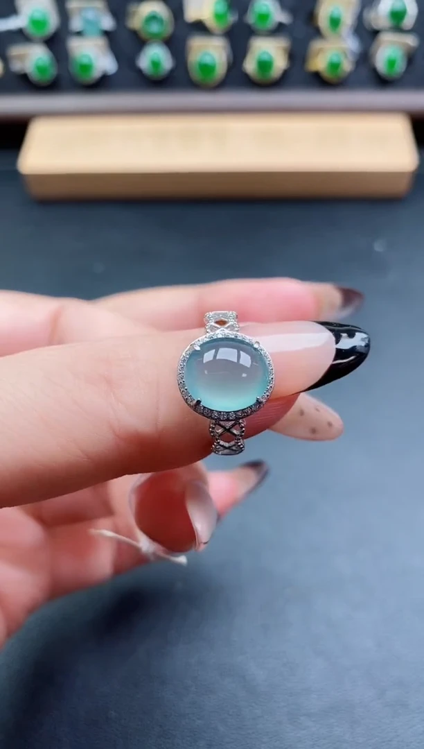 银S925镶嵌戒指翡翠1