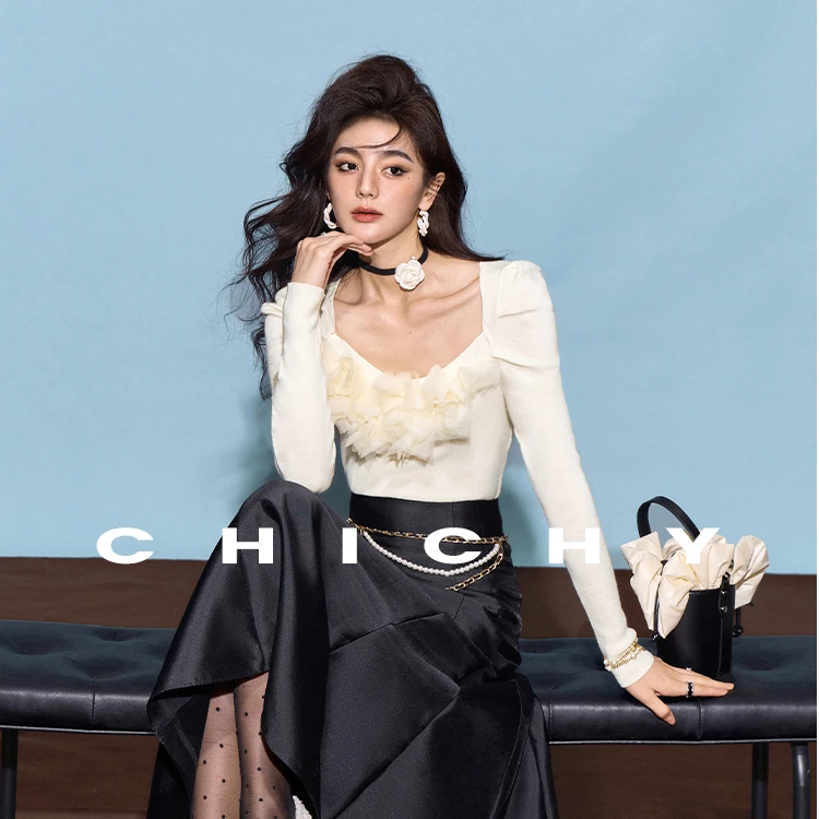 【诗语专属】CHICHY千金高级感长袖毛针织衫CT0D001242