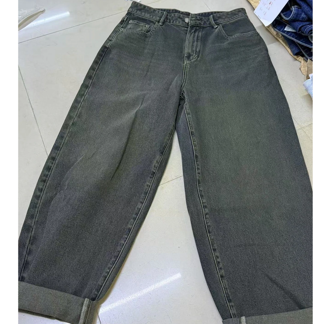 83658浅蓝色百搭中腰男友老爹裤秋冬新款